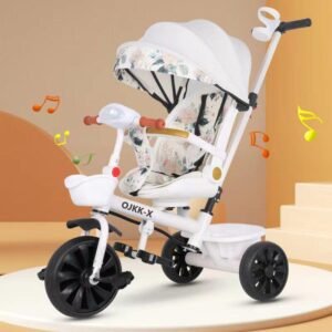 OJKK-X Kid’s Tricycle with Parental Control Handle, Umbrella, and Bottle Holder - Safe and Fun Ride for Toddlers.