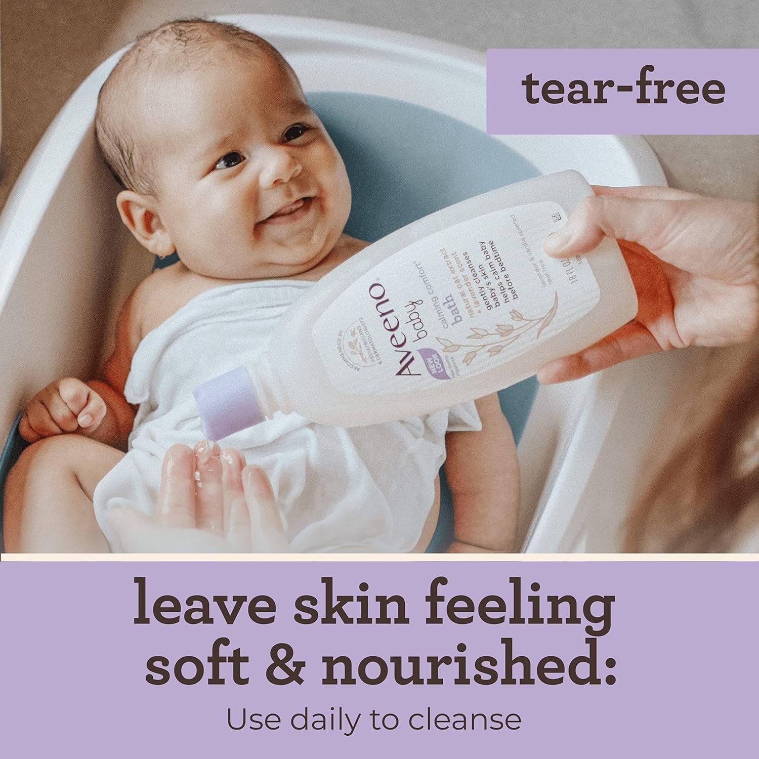 Aveeno Baby Calming Comfort Bath & Wash with Relaxing Lavender & Vanilla Scents & Natural Oat Extract 532ml - Image 3