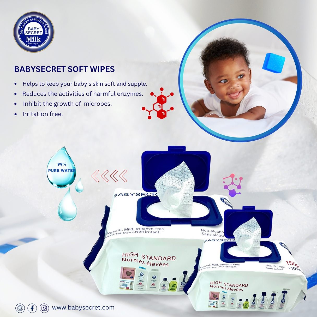 Baby Secret Wipes 80Pack - Image 3