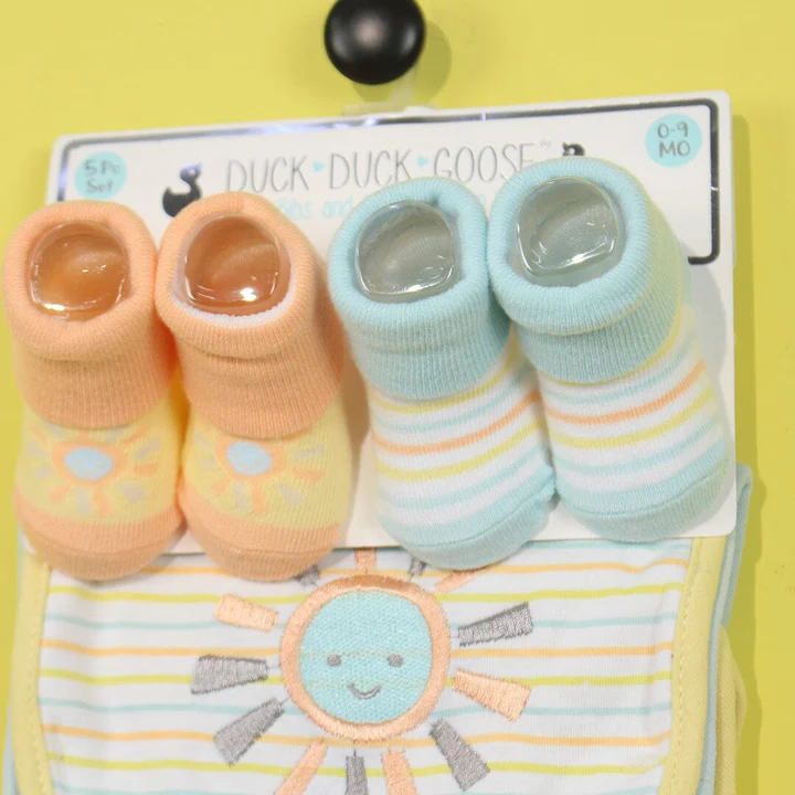 Duck Duck Goose (3 Soft Bibs And 2 Pair of Fun Socks) 0-9 months