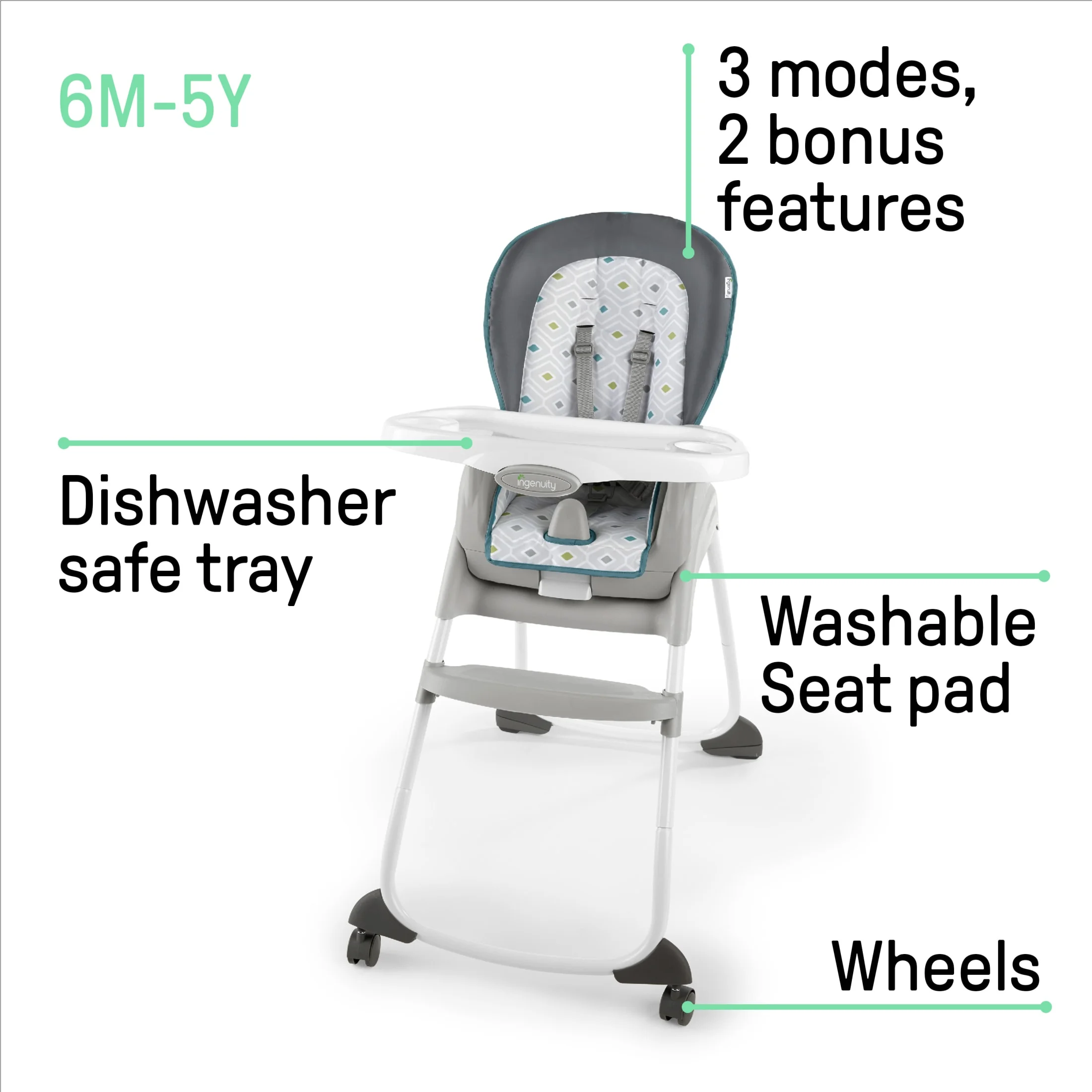 Ingenuity Trio 3-in-1 High Chair, Booster Seat, And Toddler Chair - Image 5