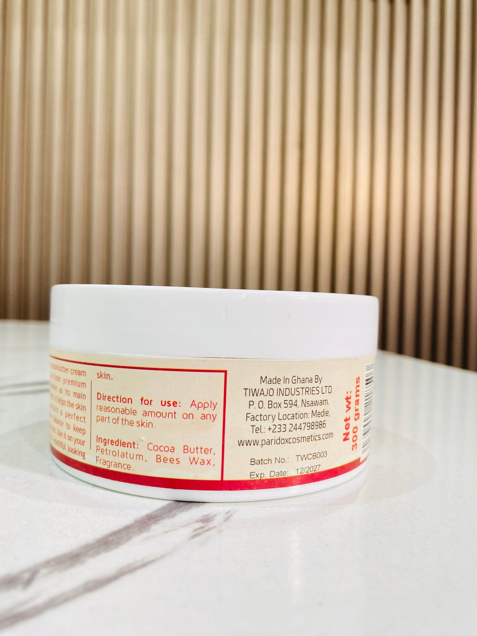 Cocoa Butter Cream Ghana, Deep Hydrating Moisturizer, Anti-Stretch Mark Cream, Paradox Skincare Cream, Skin-Nourishing Cocoa Butter, Daily Moisturizer 300g, Best Cocoa Butter Cream in Ghana, Hydrating Cream for Dry Skin, Stretch Mark Prevention Cream, Natural Body Cream. - Image 4