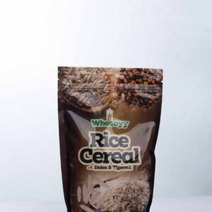 A 400g pack of Whesoyy Rice Cereal with Dates & Tigernut, a nutritious and gluten-free baby cereal ideal for weaning and promoting healthy growth