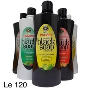 Paradox African Black Soap Bath Gel, Lemon Vol. 450ml,15.22oz (Controls Dark Spots & Clarifies For All Skin Types)
