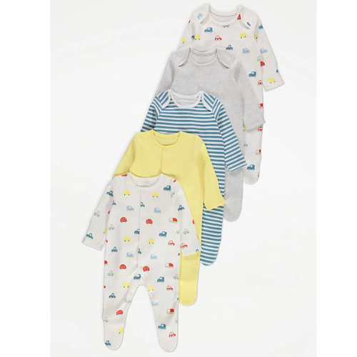 Car Stripe Sleepsuits 5 Pack