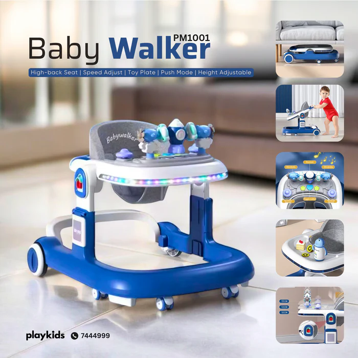 Baby Walker with Removable Music Tray & Adjustable Height & Playing Toys - Image 5