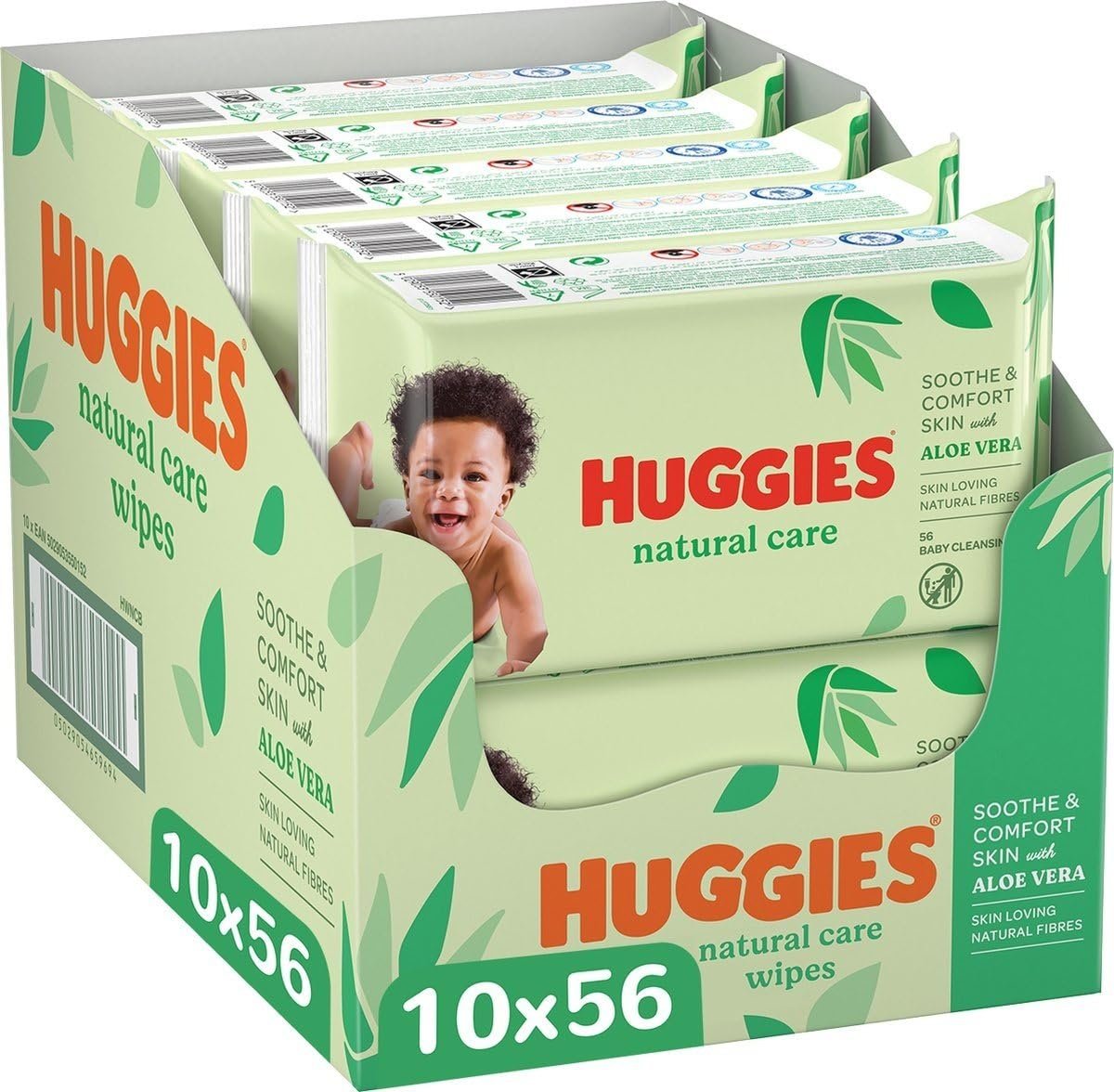 Huggies Natural Care Box (Soothe & Comfort Skin With Aloe Vera) 560 Baby Cleaning Wipes