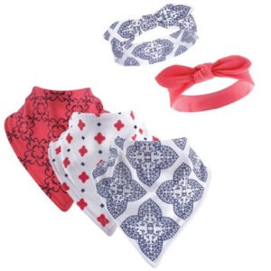 Yoga Sprout Cotton Bandana Bibs and Headbands, Lace Garden