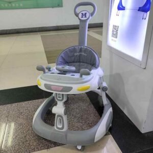 Foldable Baby Walker with Parental Control Handle & Canopy
