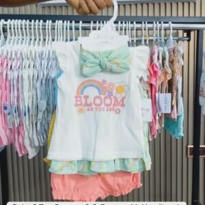 Baby 2 Top Dresses & 2 Pants with Headband (0-24 months)