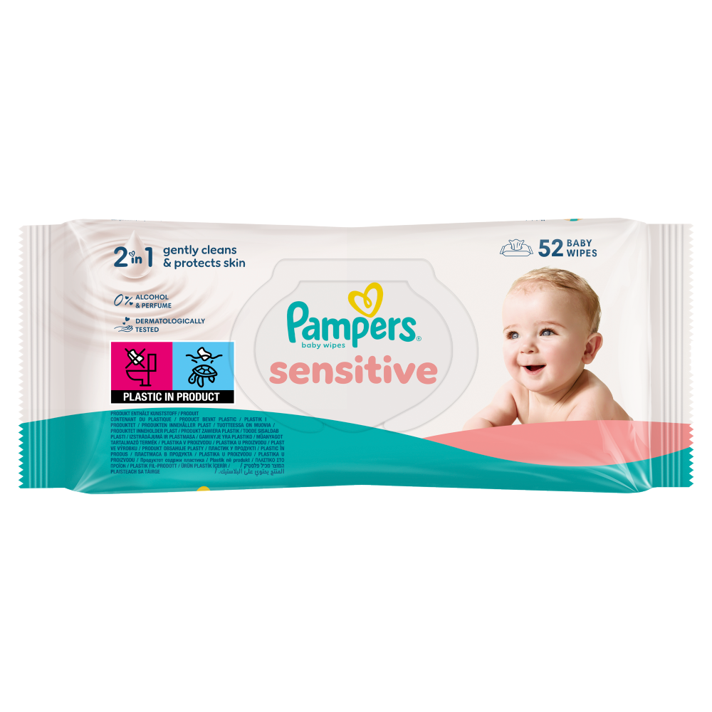 Pampers Sensitive Baby Wipes, 1 Pack of 52 Wipes