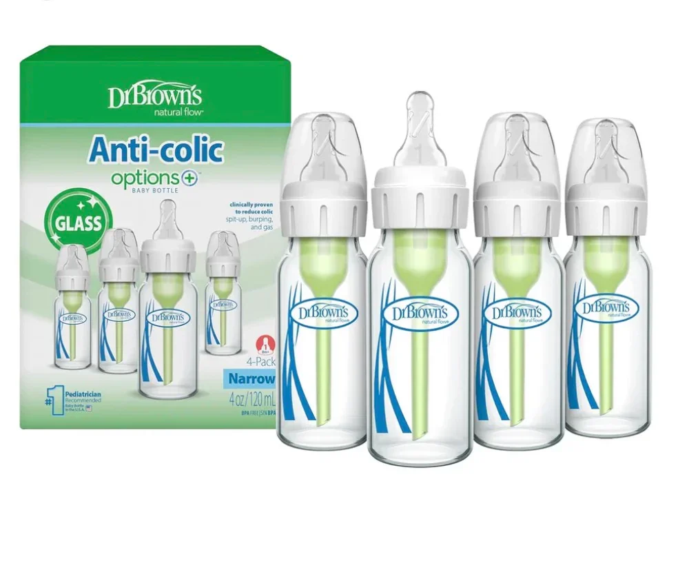 Dr. Brown's Natural Flow Anti-Colic Options+ Narrow Glass Baby Bottle