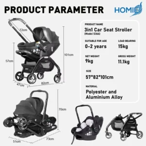 Multi-functional 3-in-1 Baby Travel Stroller