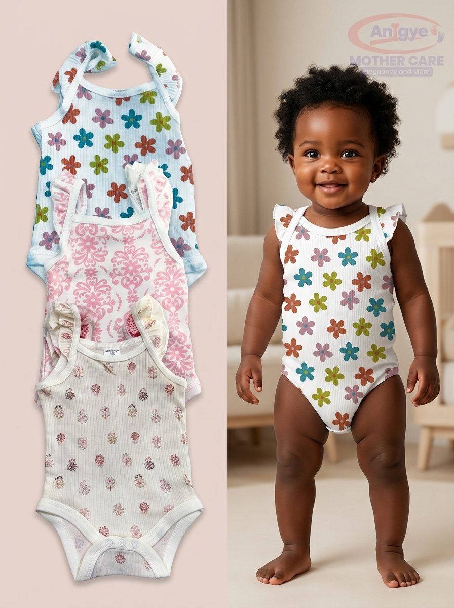 Sunnozy 3-Pack Retro Floral Flutter Bodysuit Set