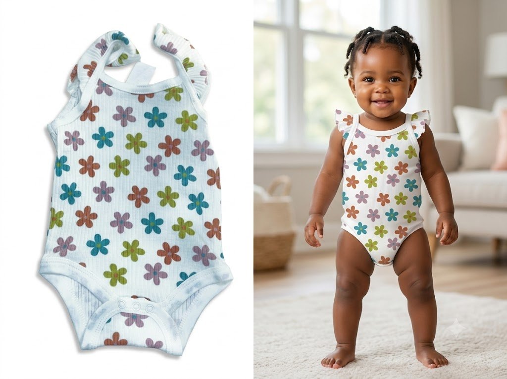 Sunnozy 3-Pack Retro Floral Flutter Bodysuit Set - Image 4