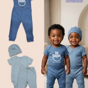 Sunnozy 5-Piece Ribbed "Born in 2026" & "Hi!" Layette Set