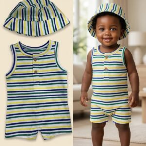 Cute Koala 3-Piece "Dino Party" Romper & Hat Set
