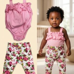 Blossom & Bows 2-Piece Ruffle Bodysuit and Floral Pant Set