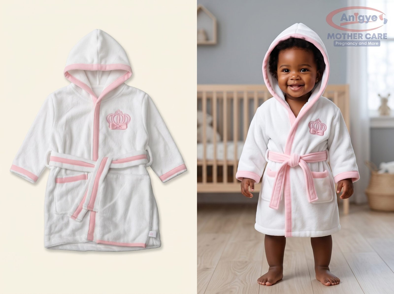 Sunnozy Princess Crown Hooded Robe & Towel Set
