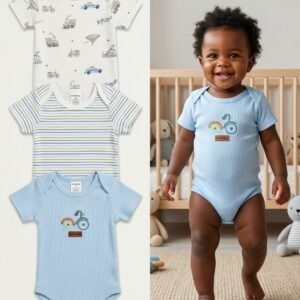 Sunnozy 3-Pack Vintage Transport Sleeveless Bodysuit Set