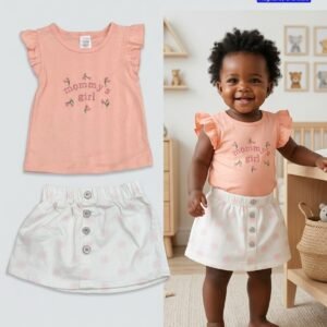 2-Piece "Mommy's Girl" Flutter Top & Floral Skirt Set