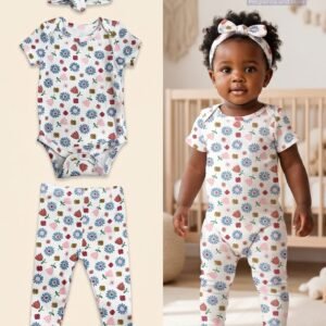 Cute Koala 3-Piece Retro Wildflower Ribbed Set