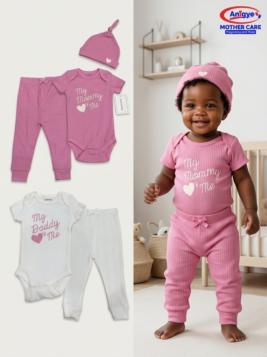 Sunnozy 5-Piece "Mommy & Daddy Loves Me" Ribbed Layette Set