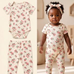 Cute Koala 3-Piece Sweet Strawberry Ribbed Set
