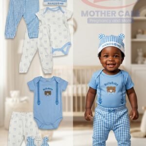 4-Piece "HelloBaby" Bear & Gingham Layette Set