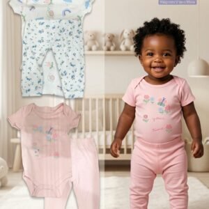 Multi-Piece Floral & "Your Time" Graphic Bodysuit and Pants Set