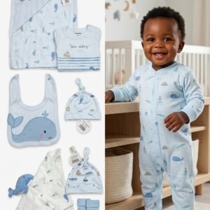 Multi-Piece Whale & Ocean Adventure Layette 8 piece Set