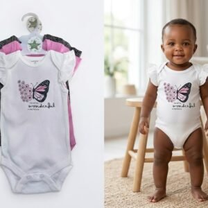 Sunnozy 3-Pack "Wonderful Future" Butterfly Bodysuit Set