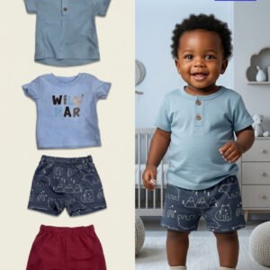 4-Piece "Wild Boy" & Animal Print Short Set