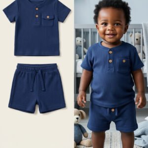 Cute Koala 2-Piece Textured Pocket Top & Shorts Set