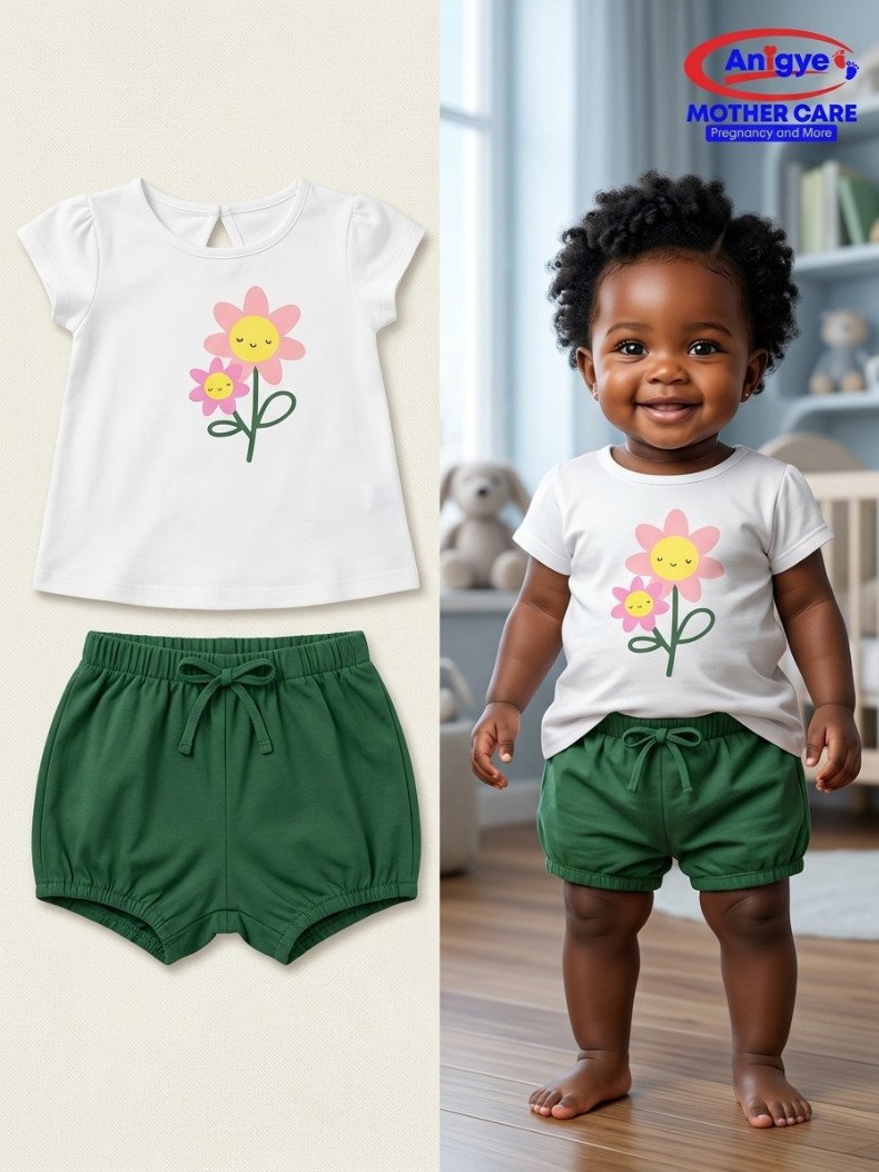 4-Piece Floral & Sunshine Flutter Top and Shorts Set - Image 2