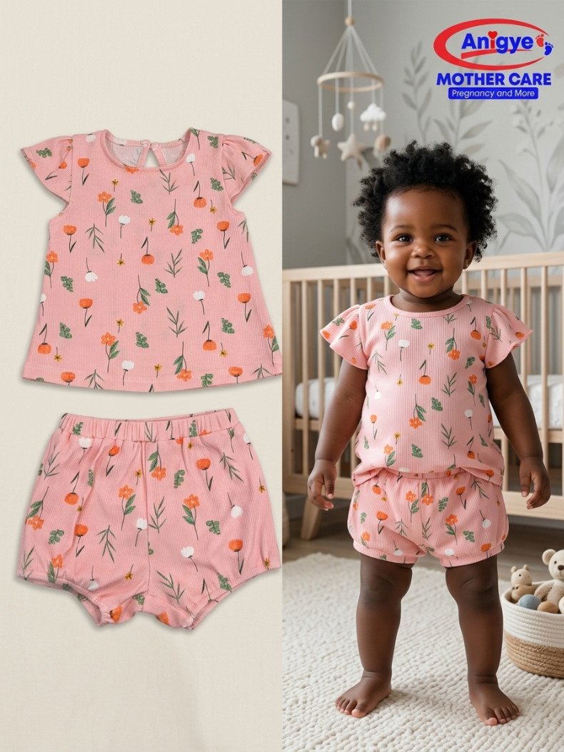 4-Piece Floral & Sunshine Flutter Top and Shorts Set - Image 3